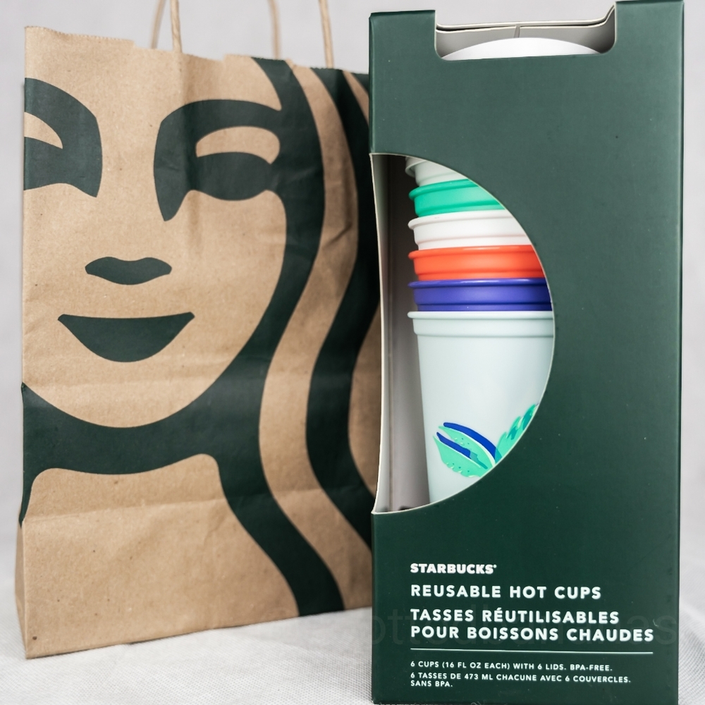 NWT Starbucks 16oz Tropical Hot Reusable 6… - Picture 2 of 9